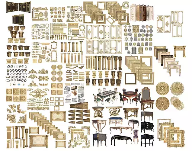 Collection Of 500 Classic Elements Low-poly 3D model