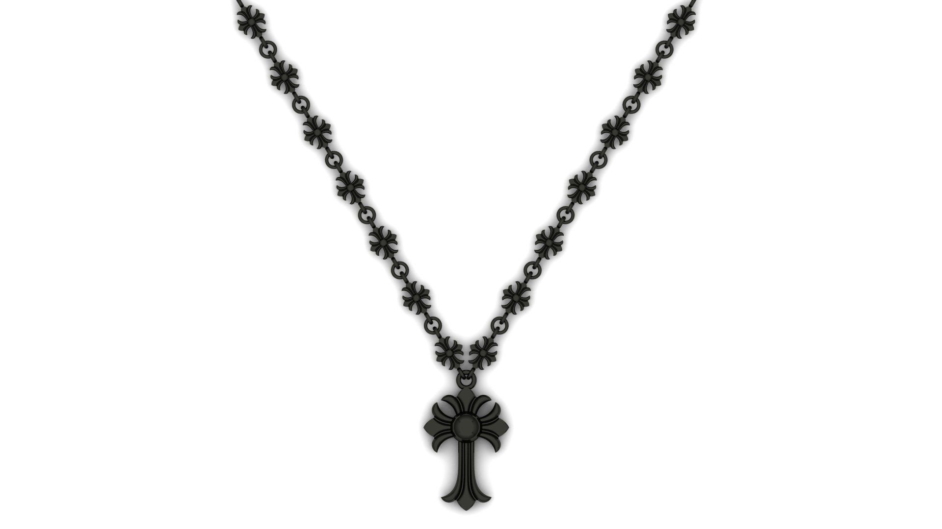 chrome hearts necklace without Diamond 3D model_4