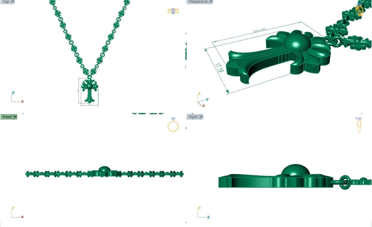 chrome hearts necklace without Diamond 3D model_5