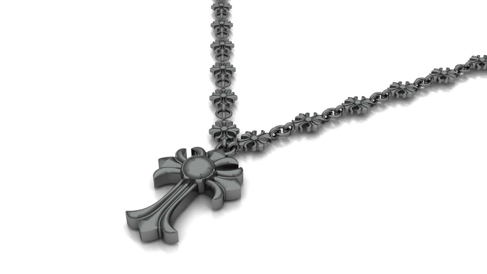 chrome hearts necklace without Diamond 3D model_2