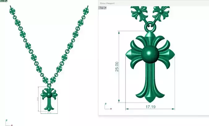 chrome hearts necklace without Diamond 3D model
