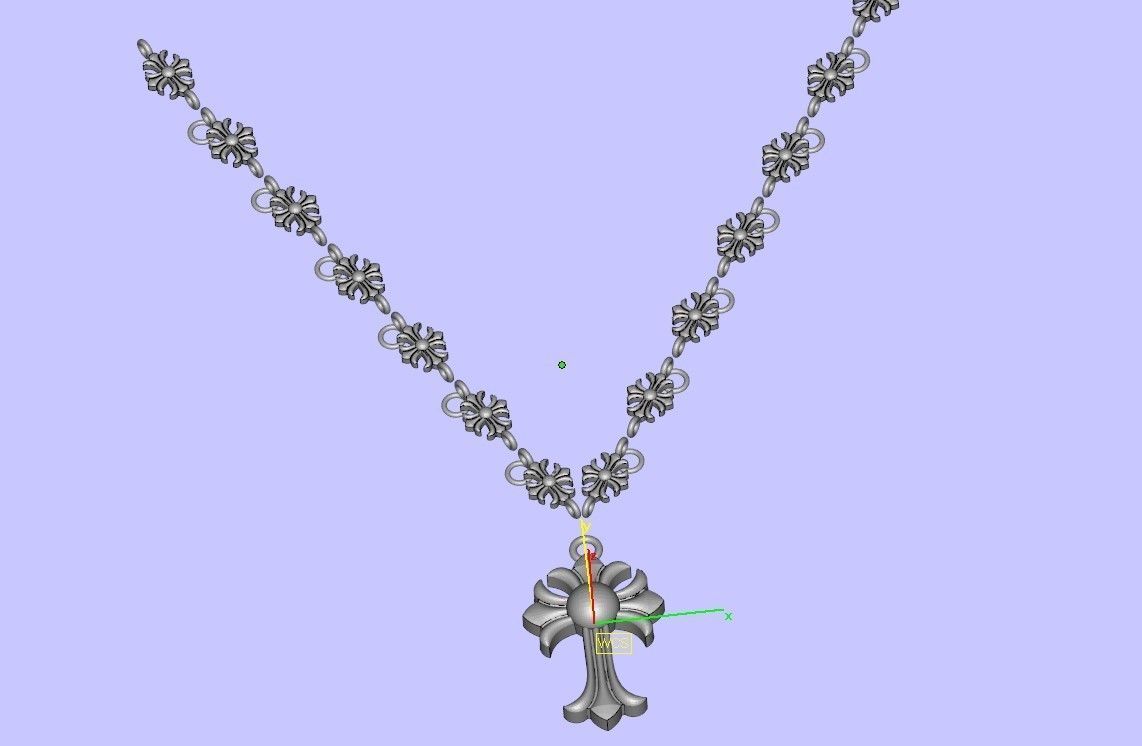 chrome hearts necklace without Diamond 3D model_6