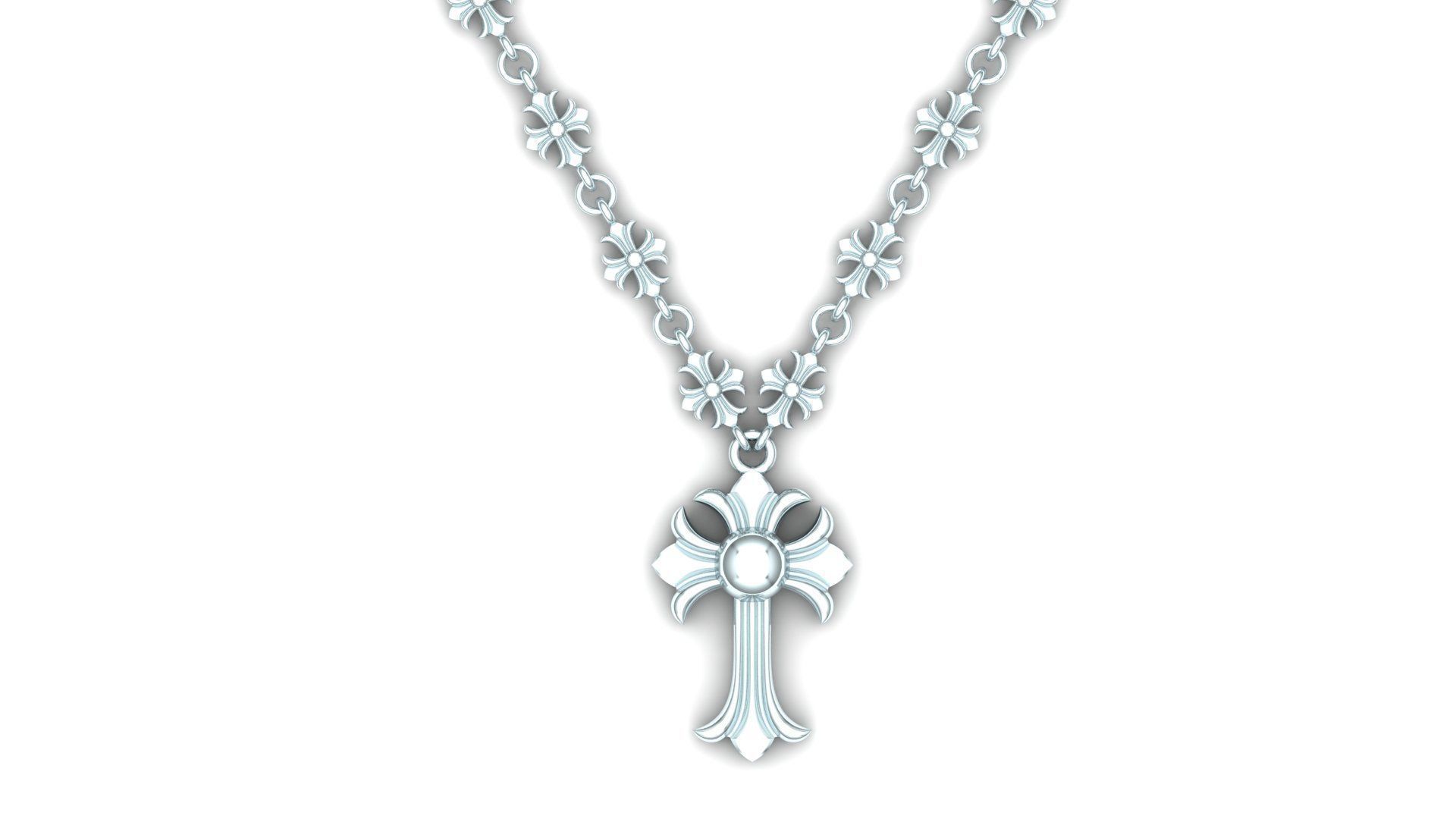 chrome hearts necklace without Diamond 3D model_3