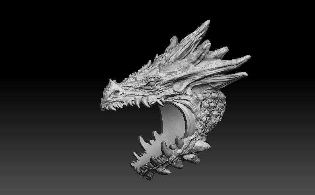 Dragon biker ring 3D print model  3D print model_51