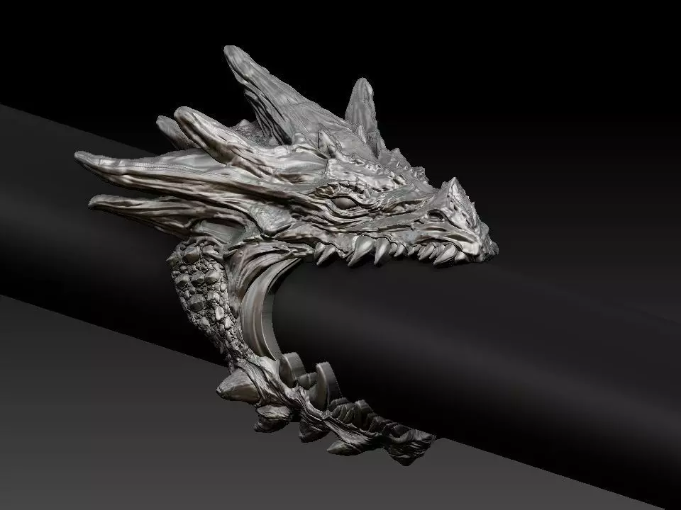 Dragon biker ring 3D print model  3D print model_0