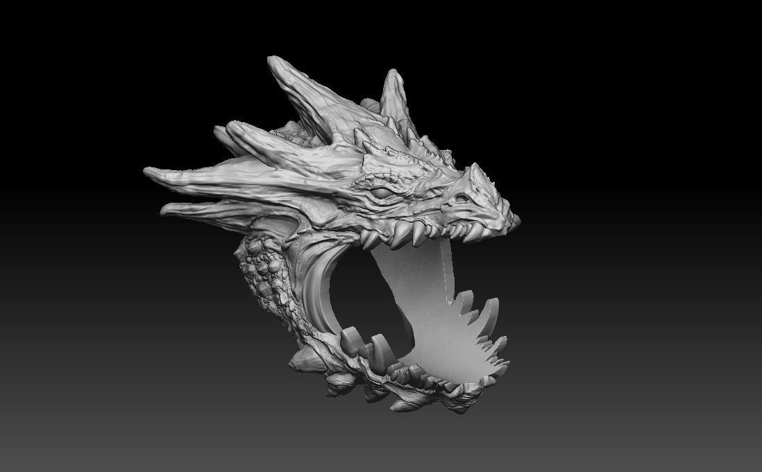 Dragon biker ring 3D print model  3D print model_17