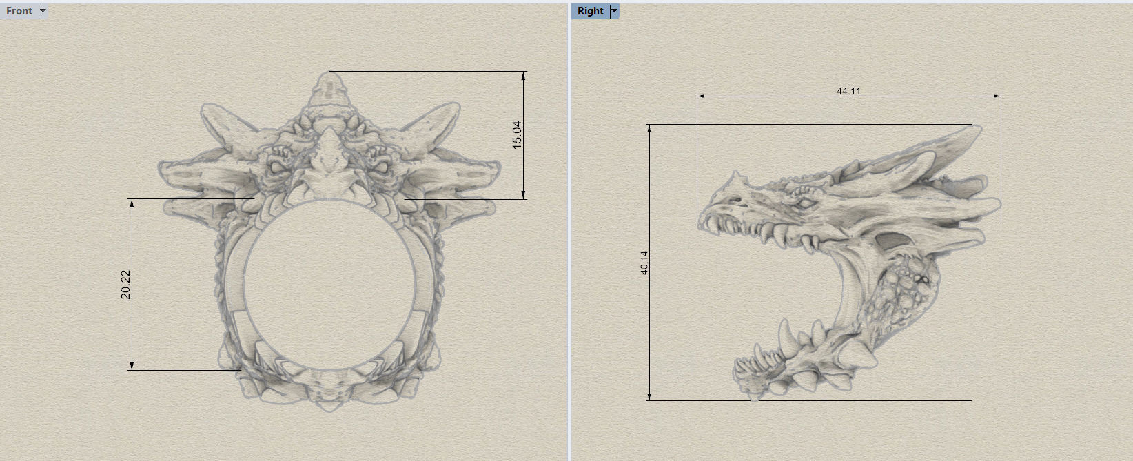 Dragon biker ring 3D print model  3D print model_4