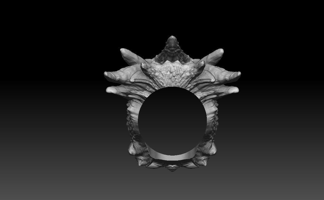 Dragon biker ring 3D print model  3D print model_9