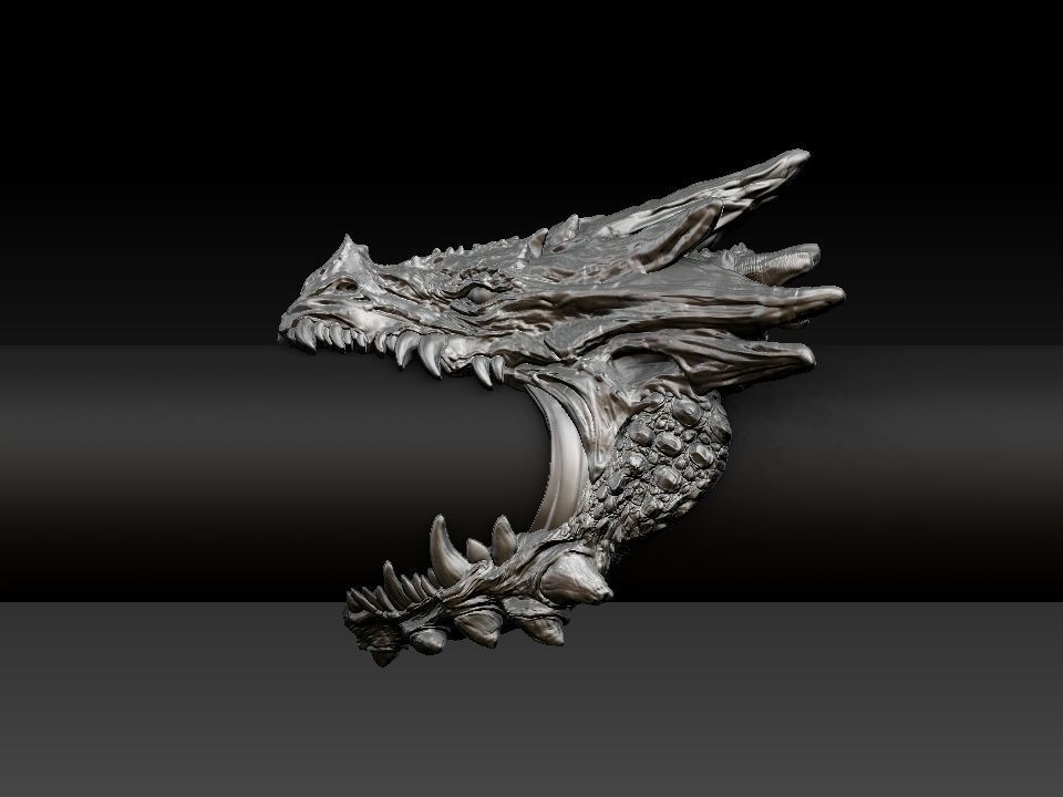 Dragon biker ring 3D print model  3D print model_61