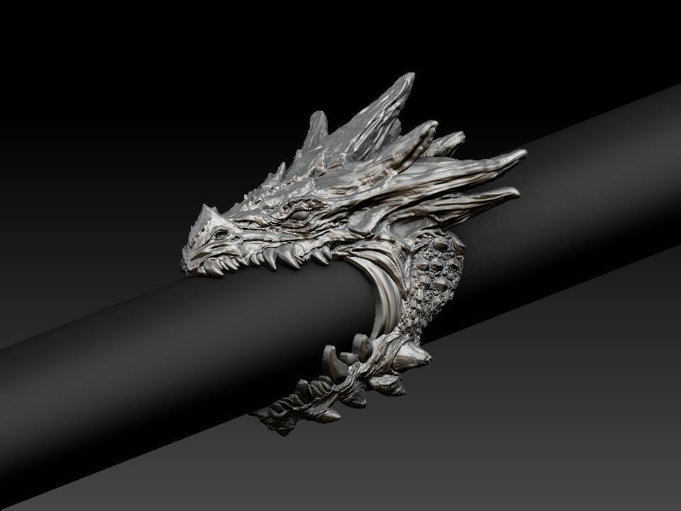 Dragon biker ring 3D print model  3D print model_41