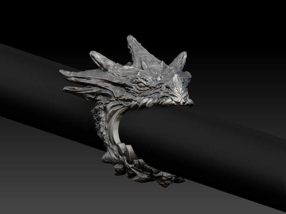 Dragon biker ring 3D print model  3D print model_57