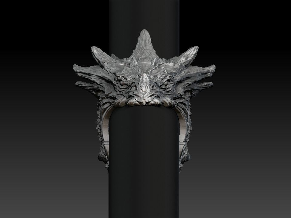 Dragon biker ring 3D print model  3D print model_20