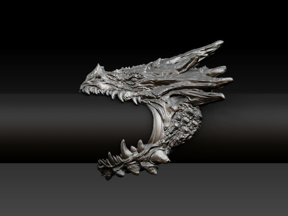 Dragon biker ring 3D print model  3D print model_60