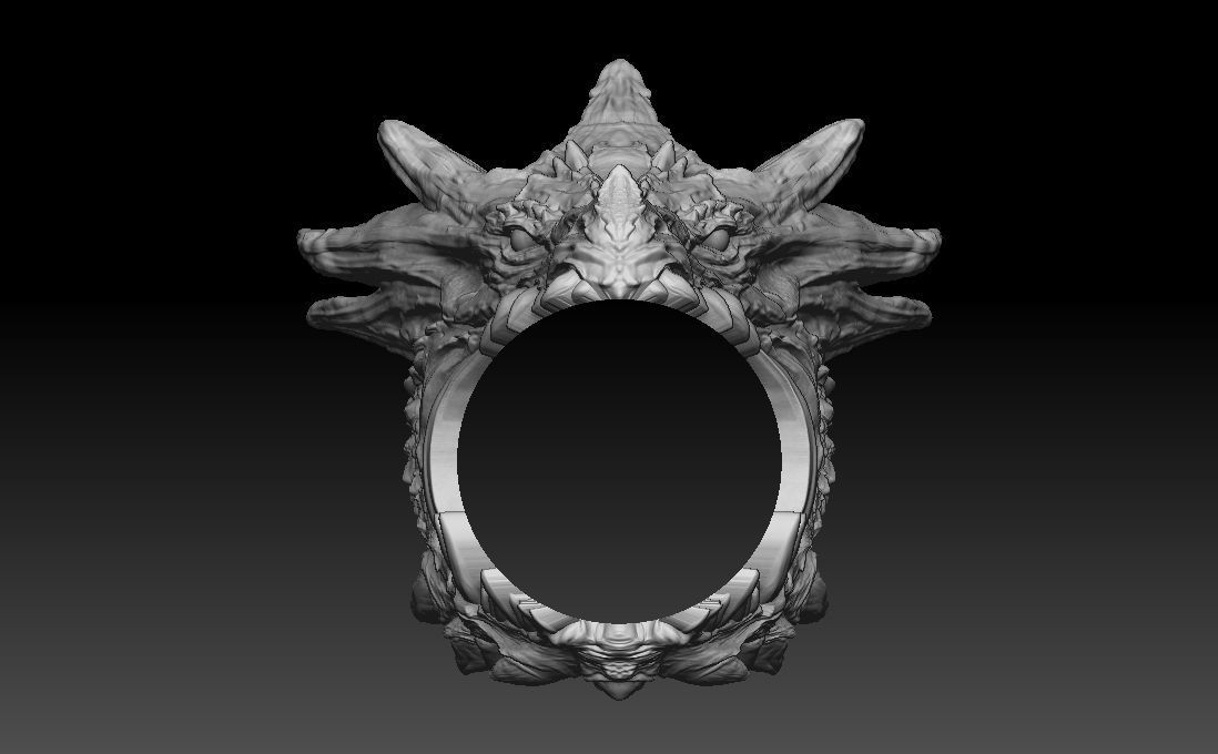Dragon biker ring 3D print model  3D print model_7