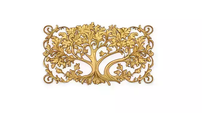 mural tree decor set ornament 01 3D model