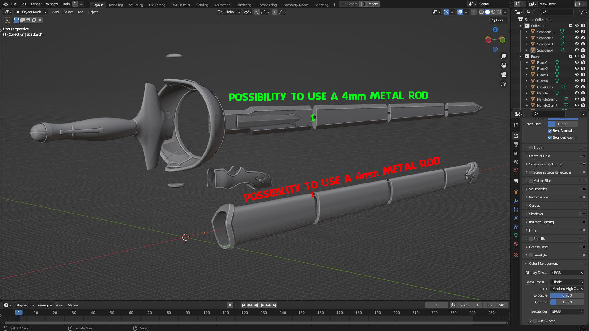 Sword Art Online Asuna Lambent Light Rapier for Cosplay 3D print model_12