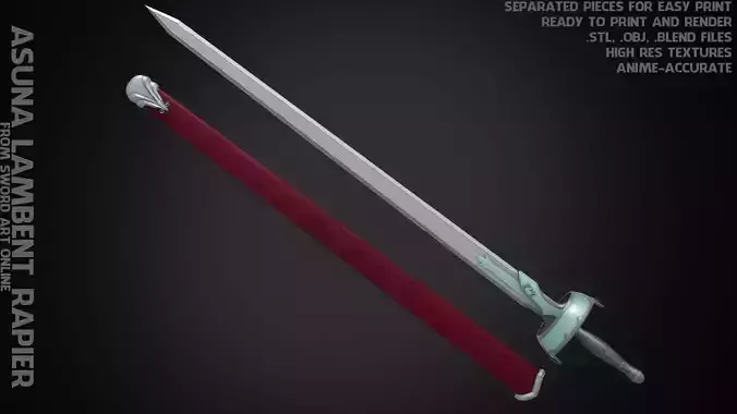 Sword Art Online Asuna Lambent Light Rapier for Cosplay 3D print model Sword Art Online Asuna Lambent Light Rapier for Cosplay 3D print model
