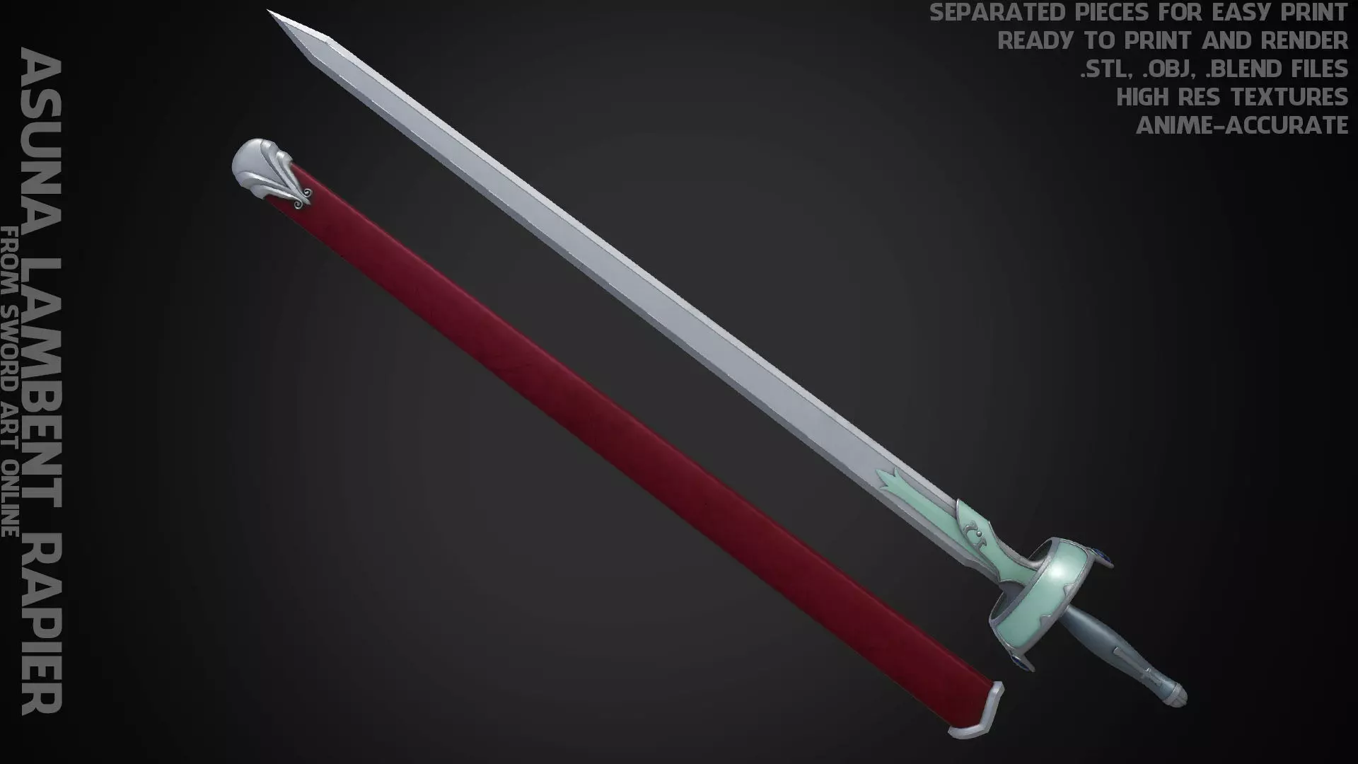 Sword Art Online Asuna Lambent Light Rapier for Cosplay 3D print model_0