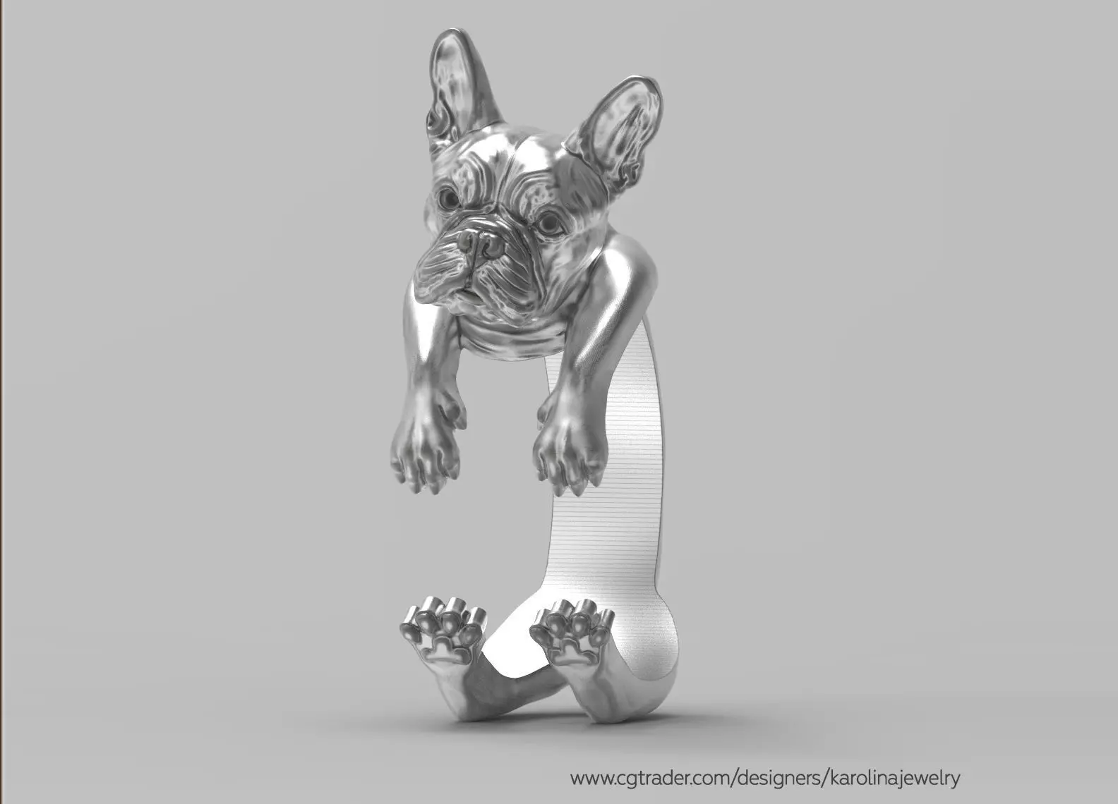 French Bulldog Ring 3D model 3D print model