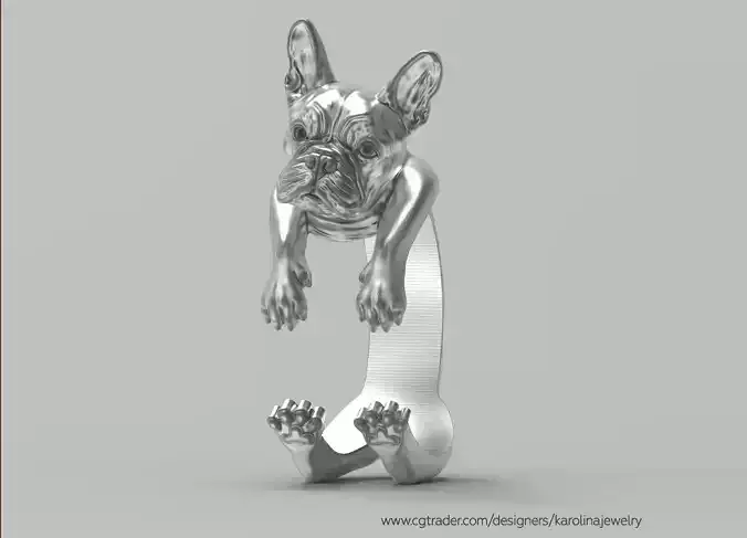 French Bulldog Ring 3D model