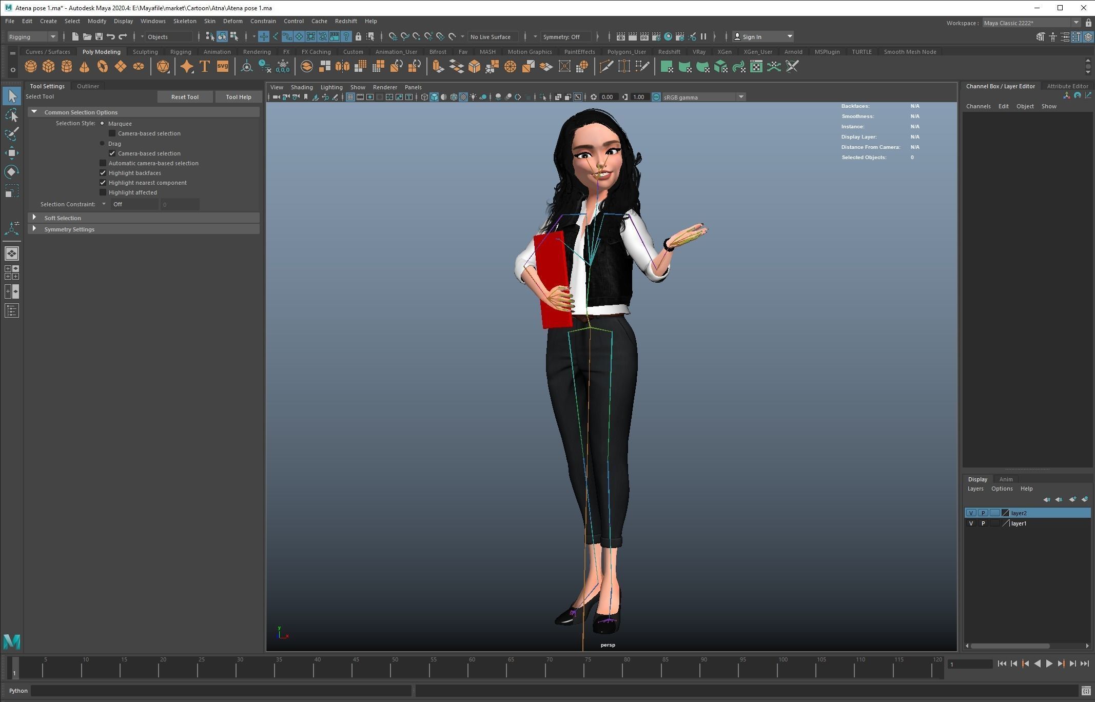 game business Cartoon Girl Character rigged Low-poly 3D model_19