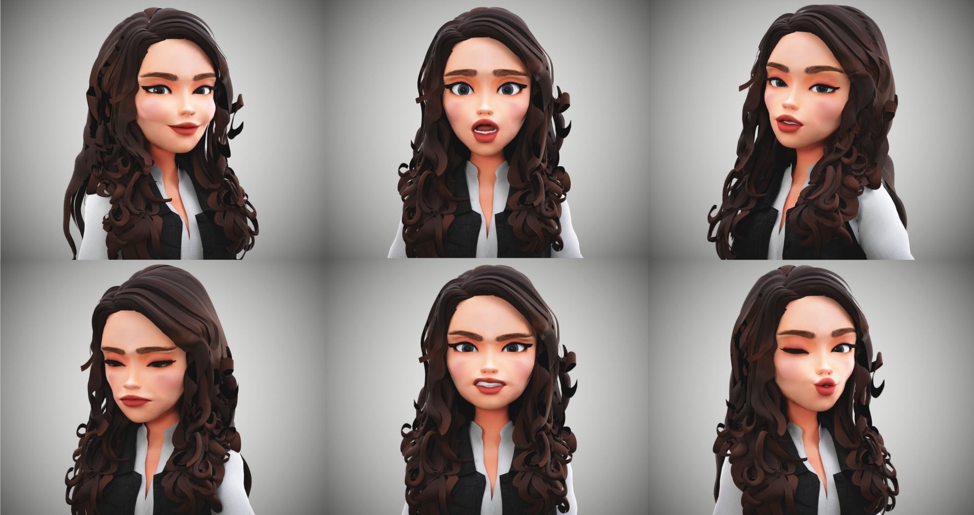 game business Cartoon Girl Character rigged Low-poly 3D model_2