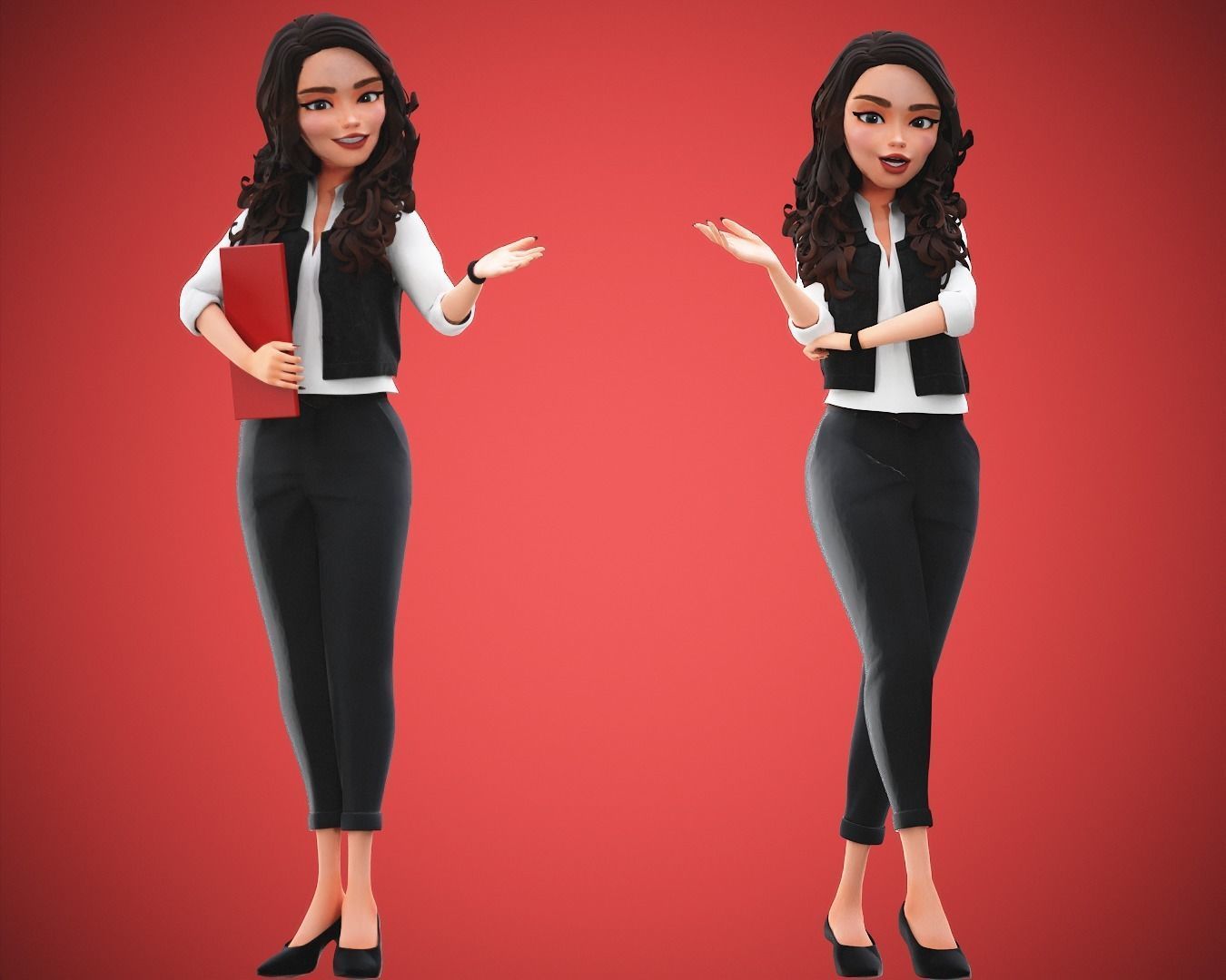 game business Cartoon Girl Character rigged Low-poly 3D model_17