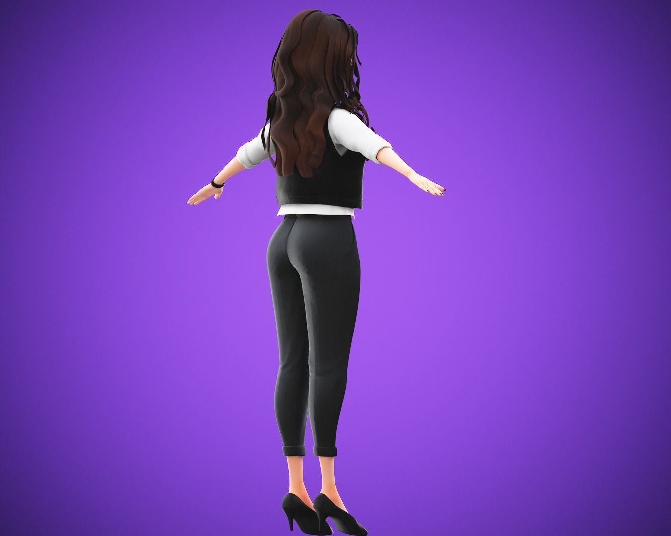 game business Cartoon Girl Character rigged Low-poly 3D model_12