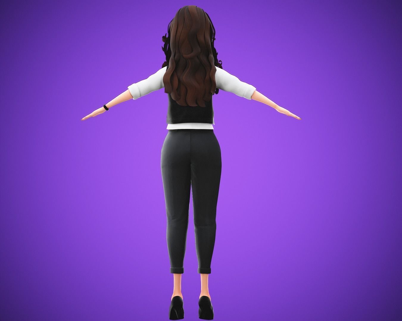 game business Cartoon Girl Character rigged Low-poly 3D model_11