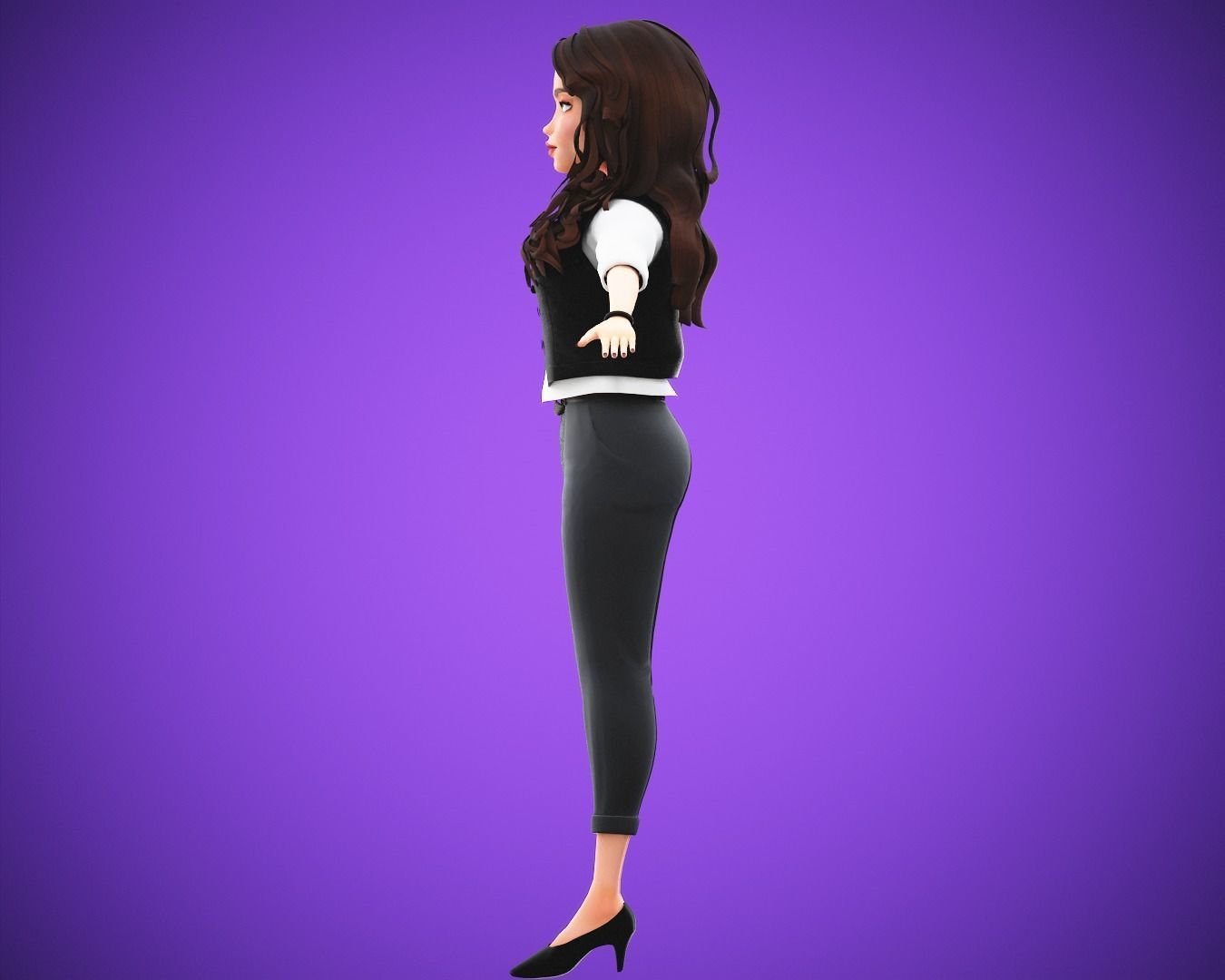 game business Cartoon Girl Character rigged Low-poly 3D model_10