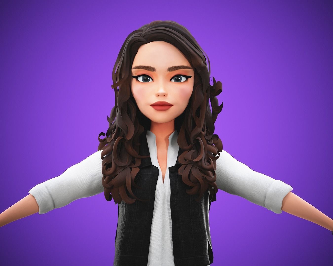 game business Cartoon Girl Character rigged Low-poly 3D model_14