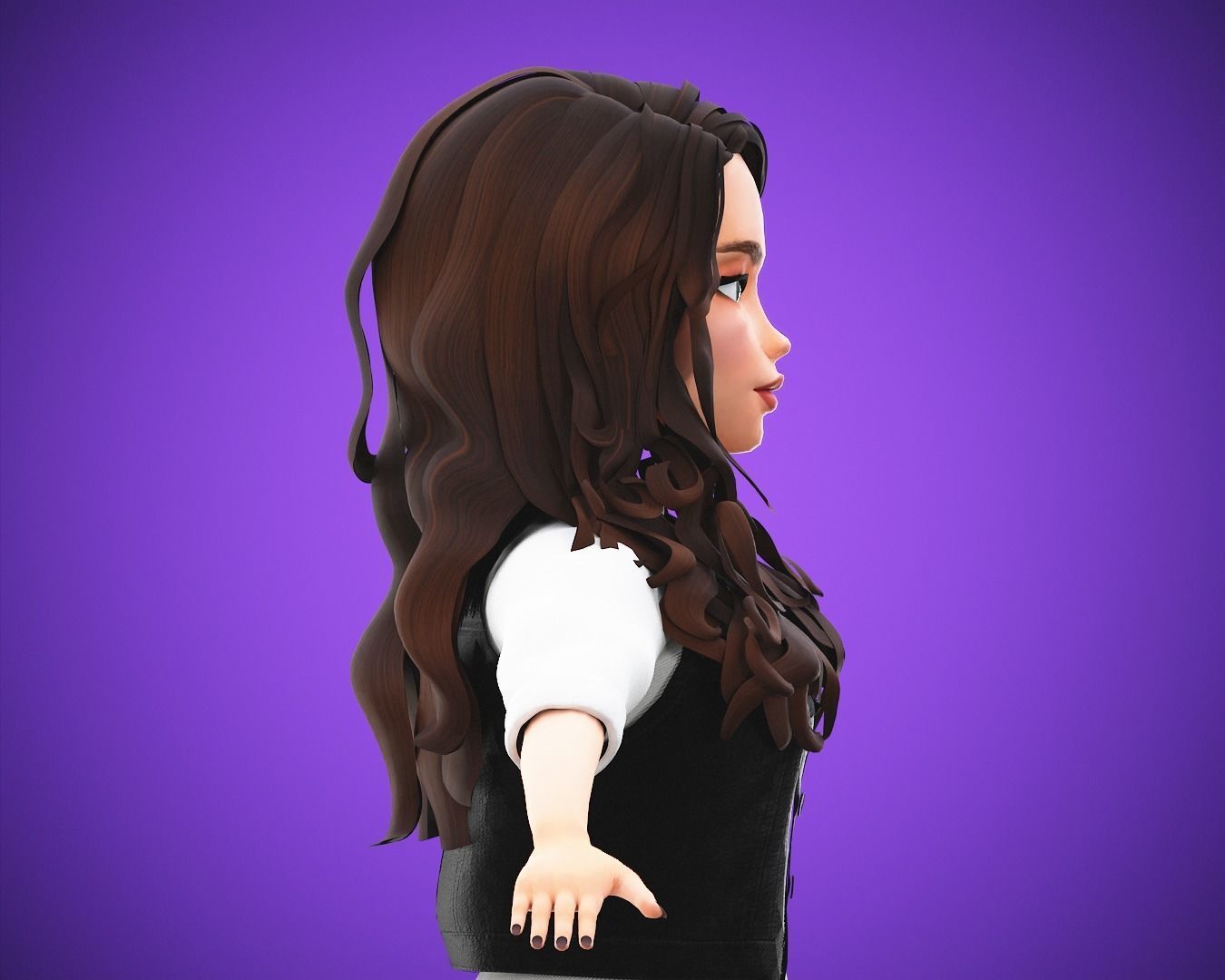 game business Cartoon Girl Character rigged Low-poly 3D model_15