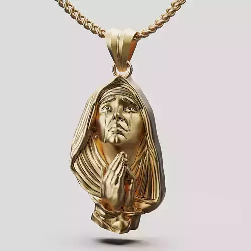 Holy marry pendant silver gold jewelry 3D model