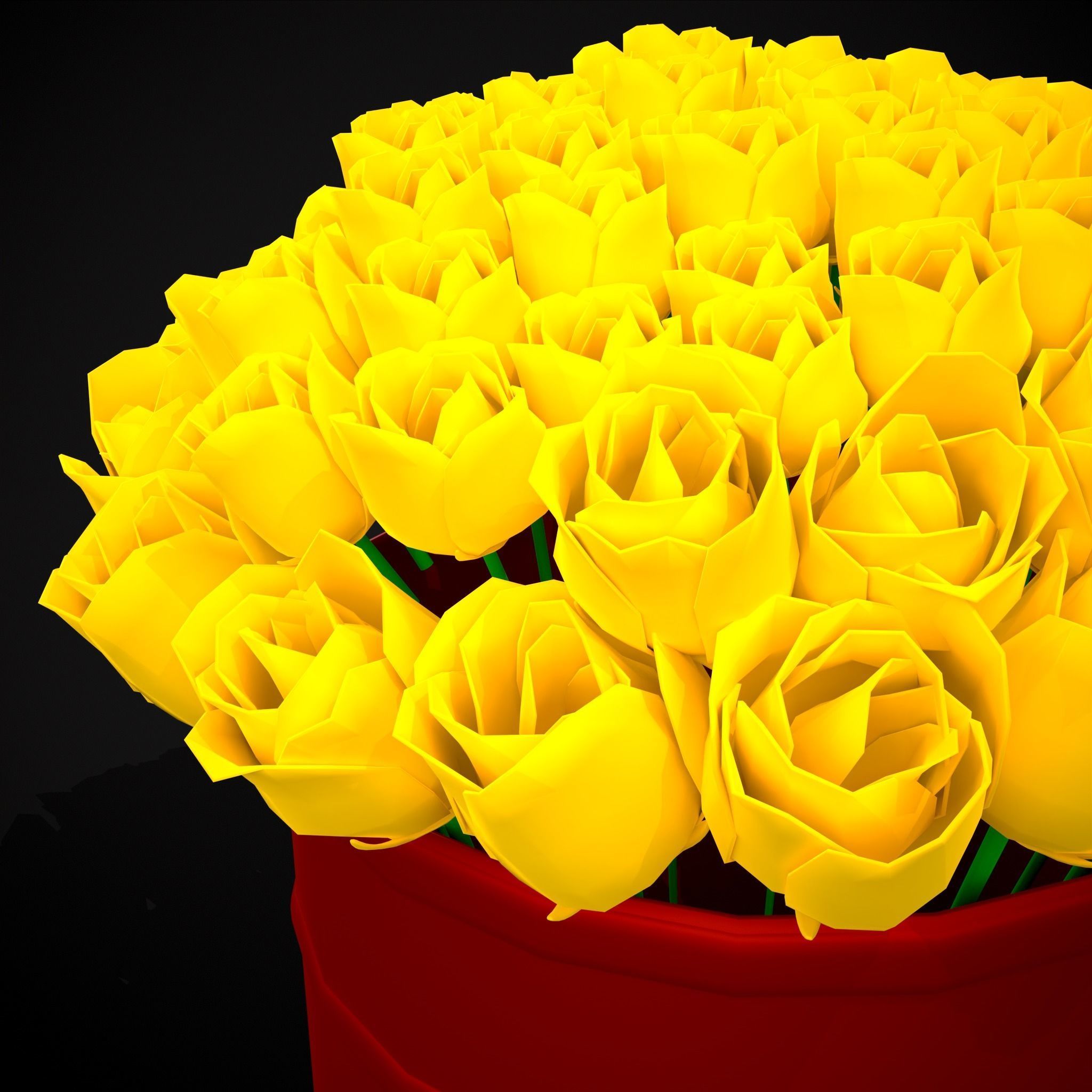 Yellow Roses Tin Low-poly 3D model_9