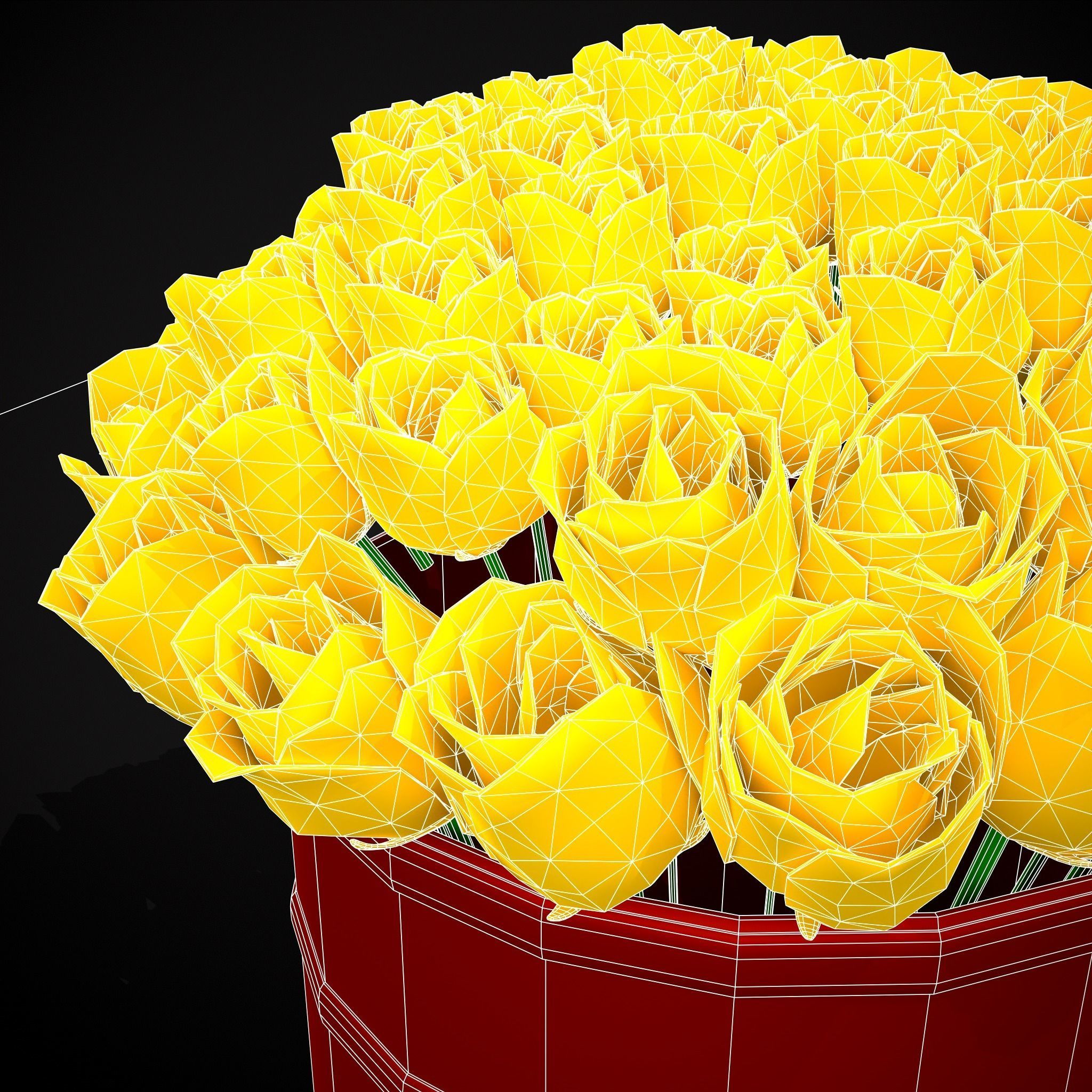 Yellow Roses Tin Low-poly 3D model_10