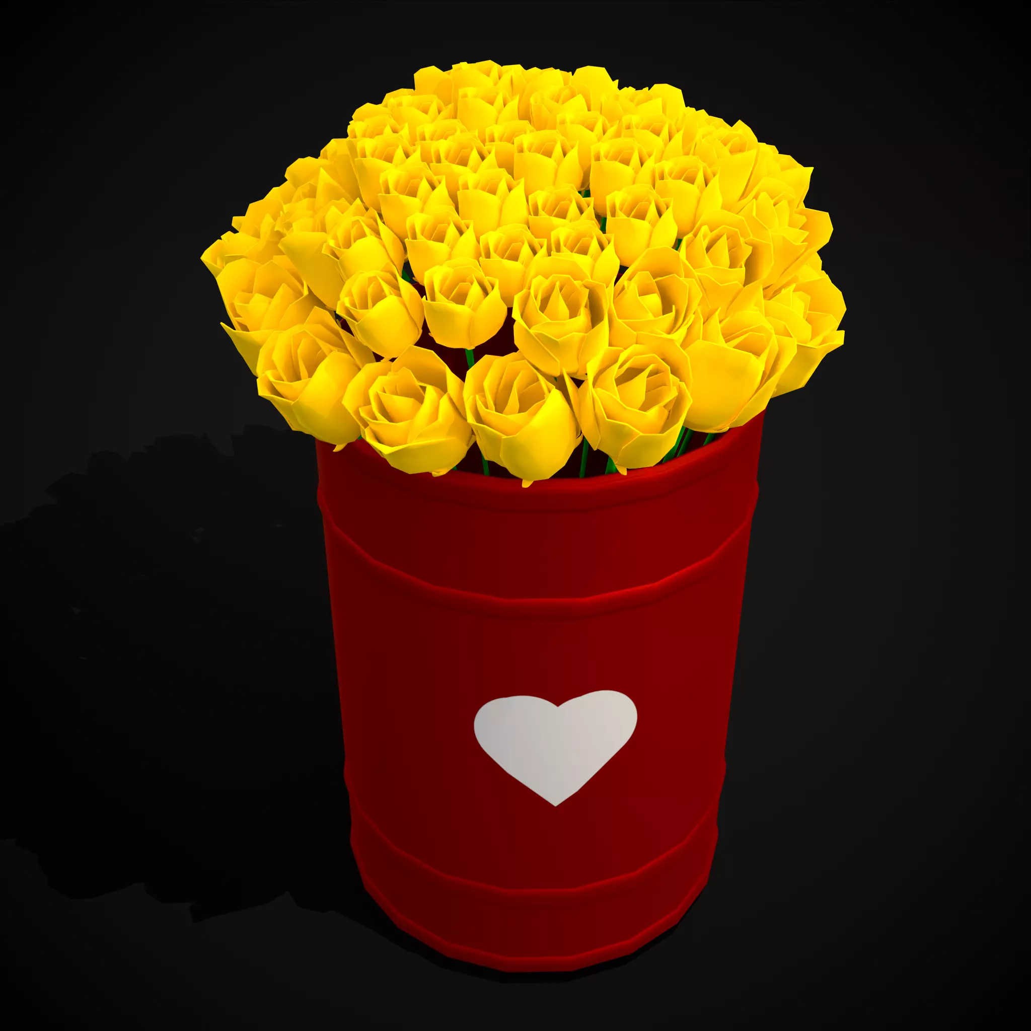 Yellow Roses Tin Low-poly 3D model_0