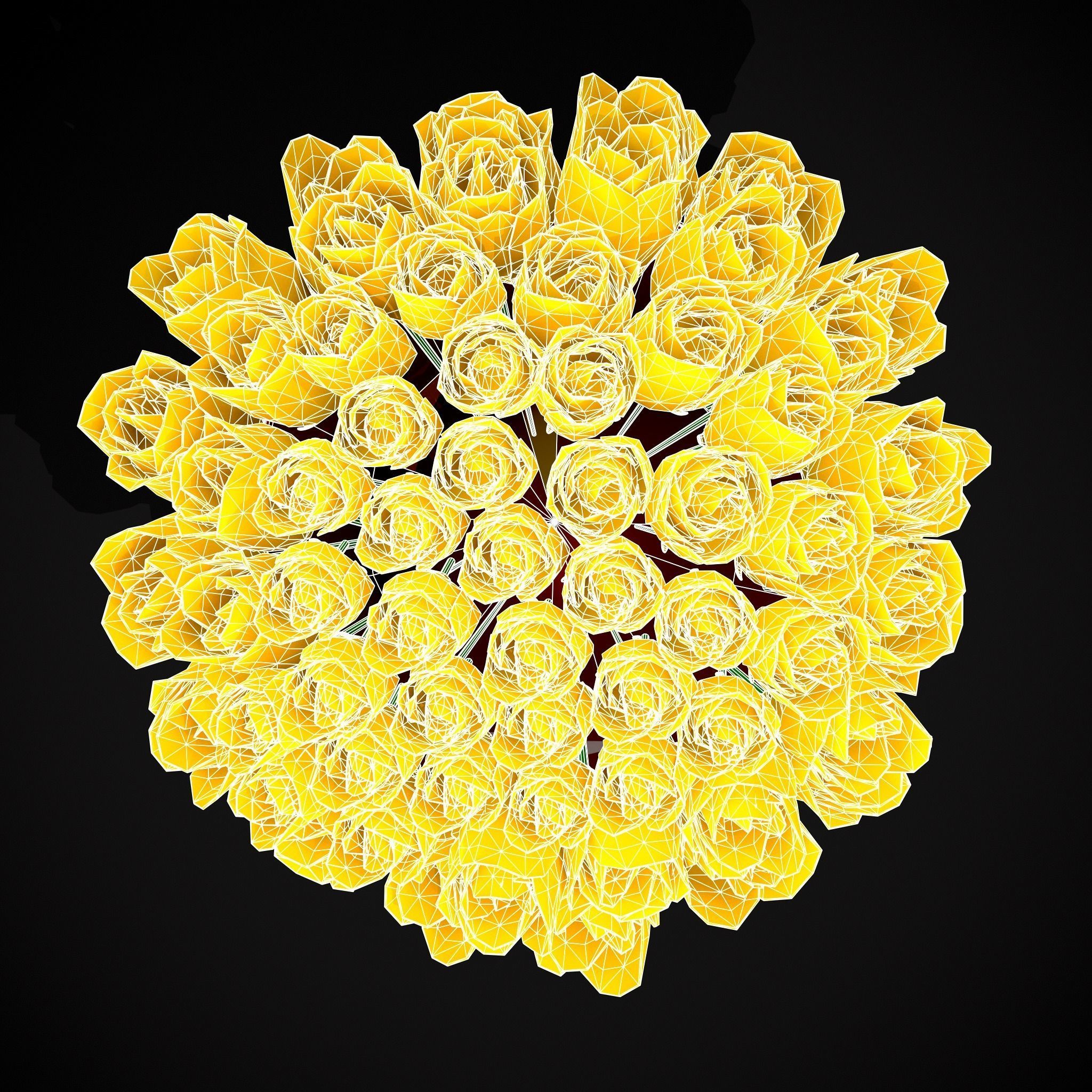 Yellow Roses Tin Low-poly 3D model_8