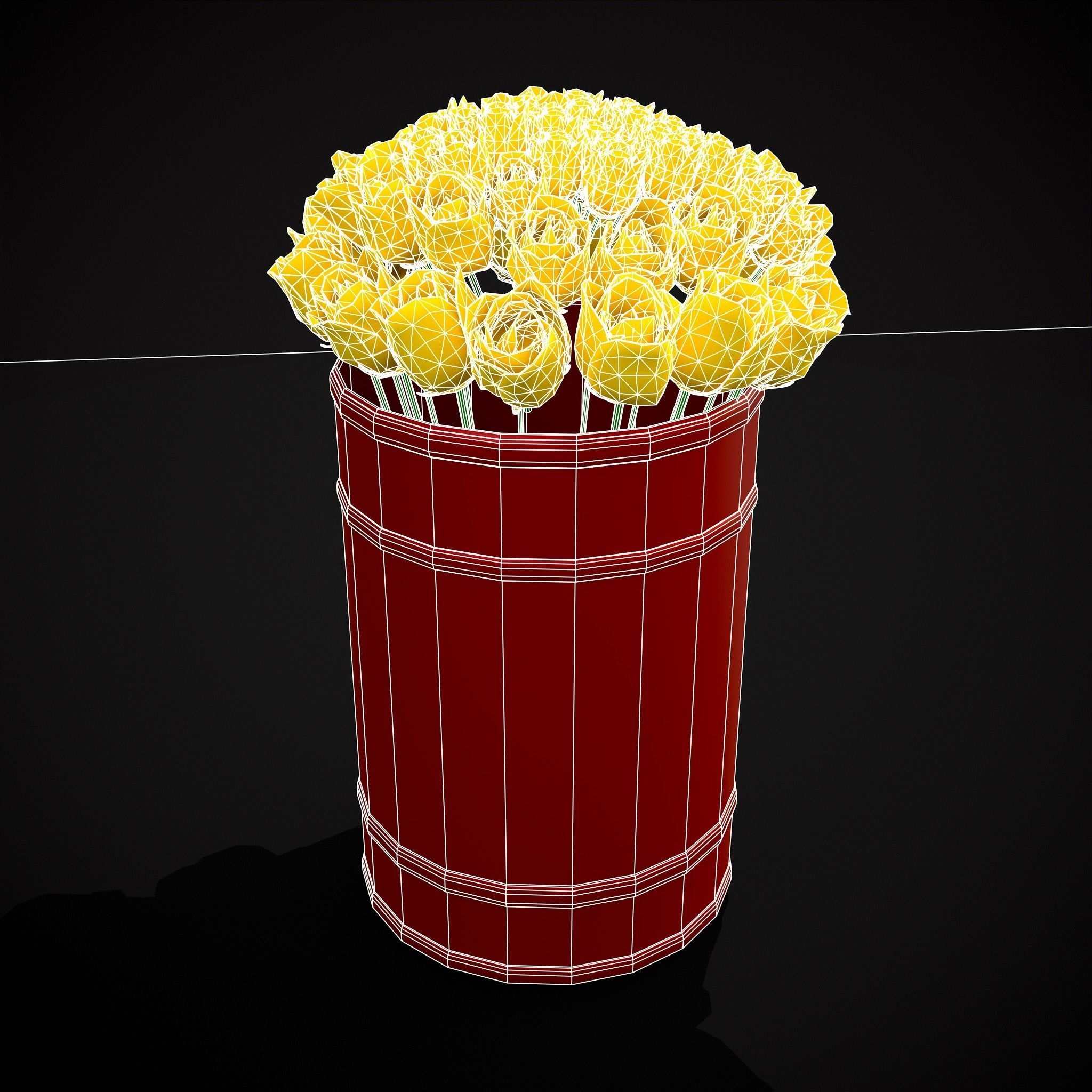 Yellow Roses Tin Low-poly 3D model_14