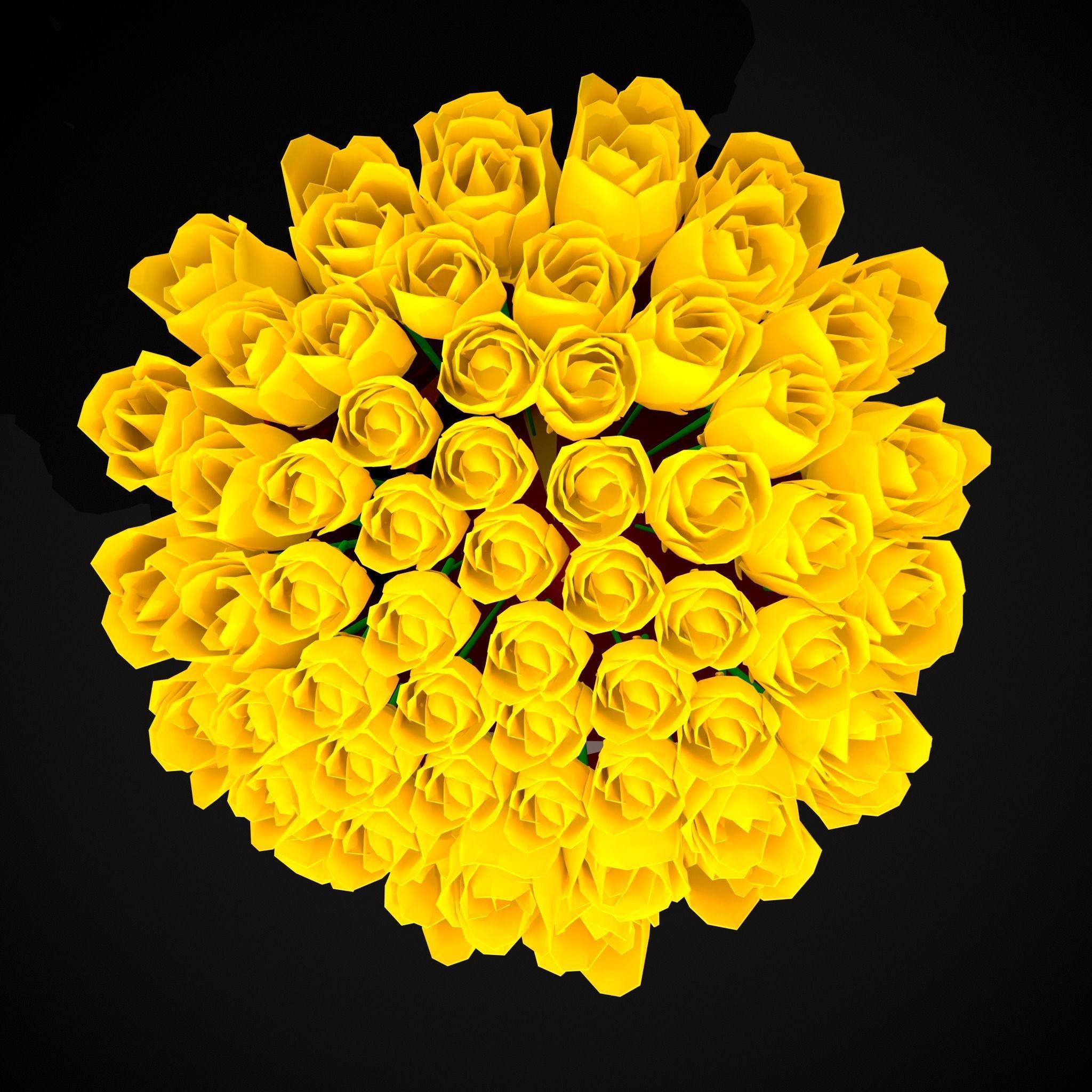 Yellow Roses Tin Low-poly 3D model_7