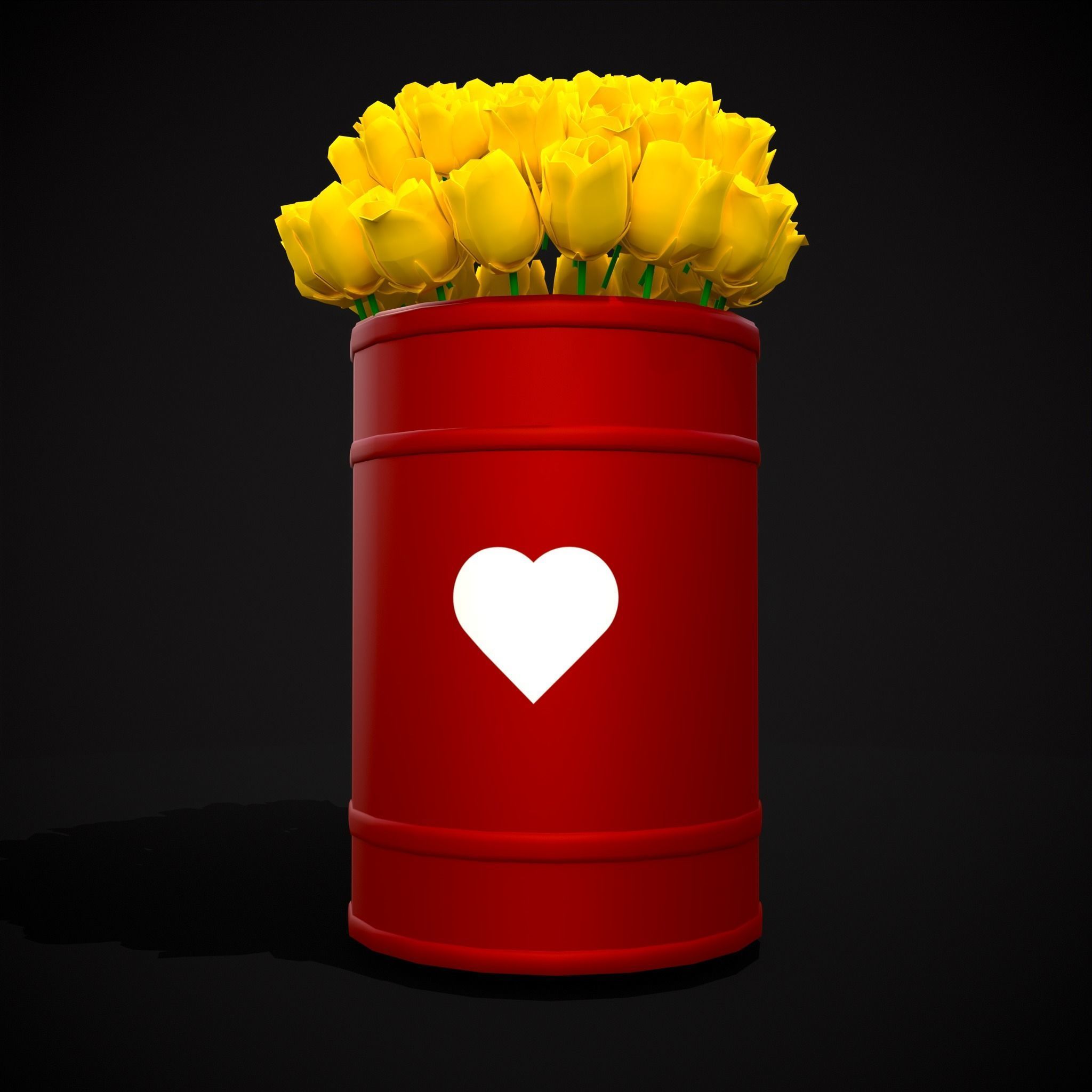 Yellow Roses Tin Low-poly 3D model_3