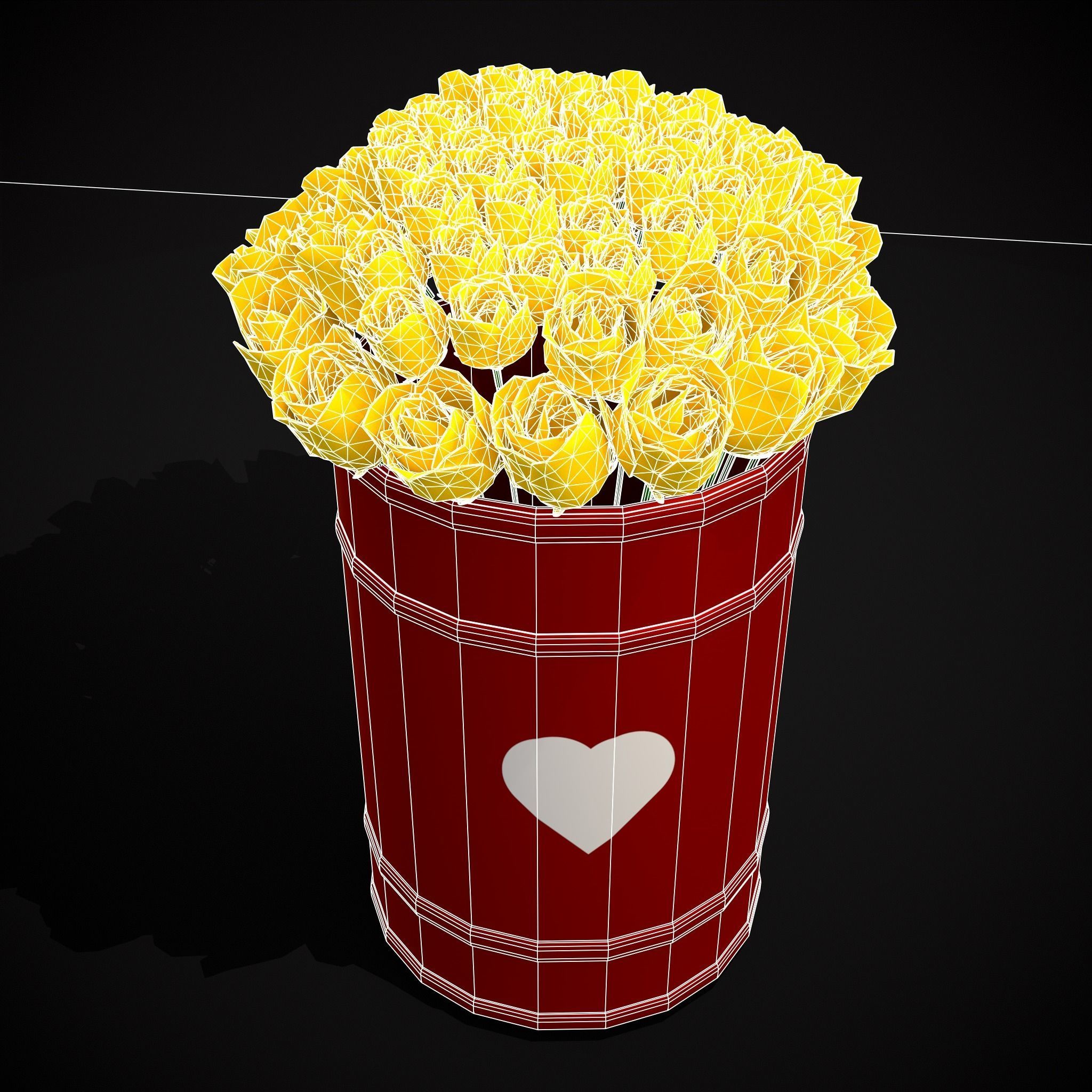 Yellow Roses Tin Low-poly 3D model_2