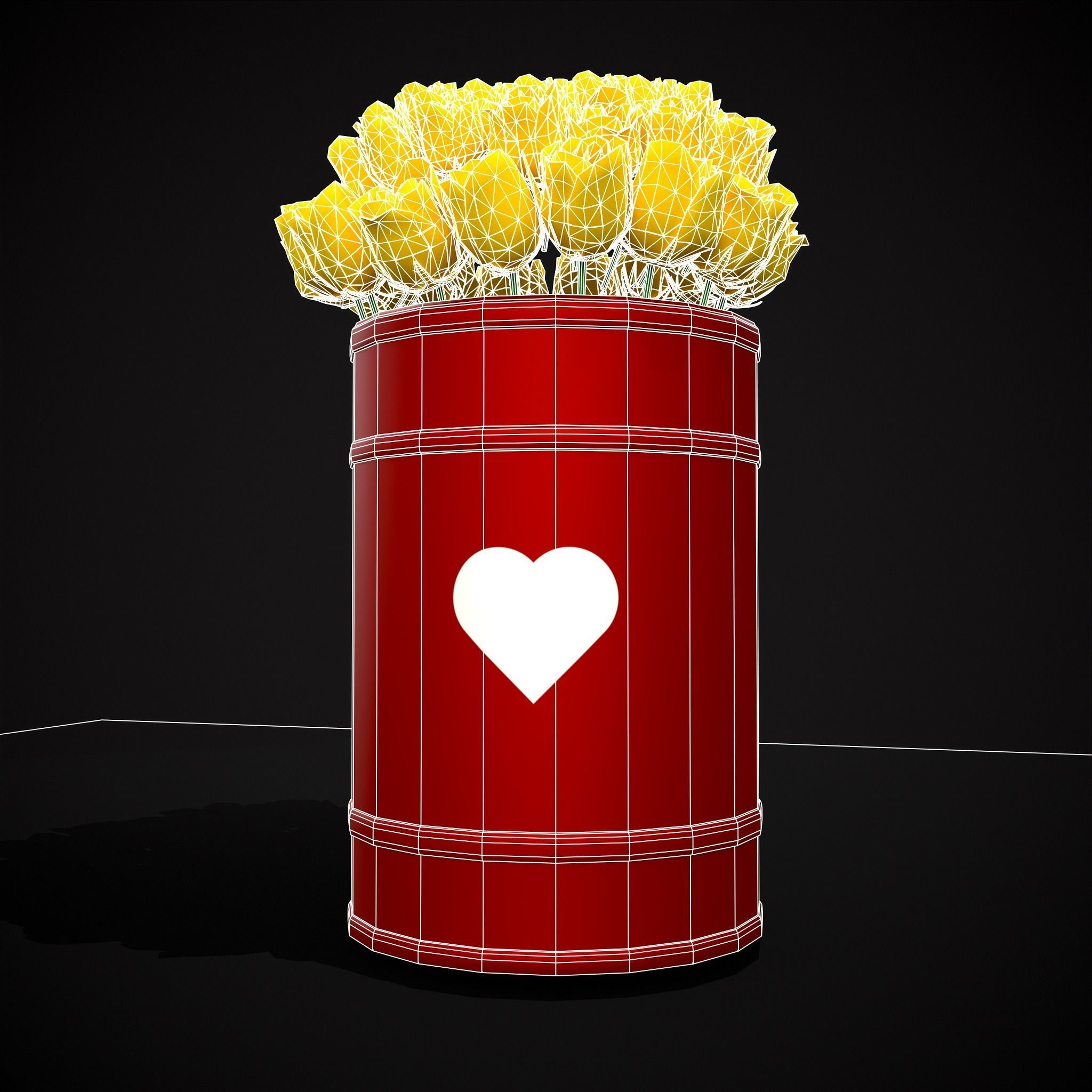 Yellow Roses Tin Low-poly 3D model_4