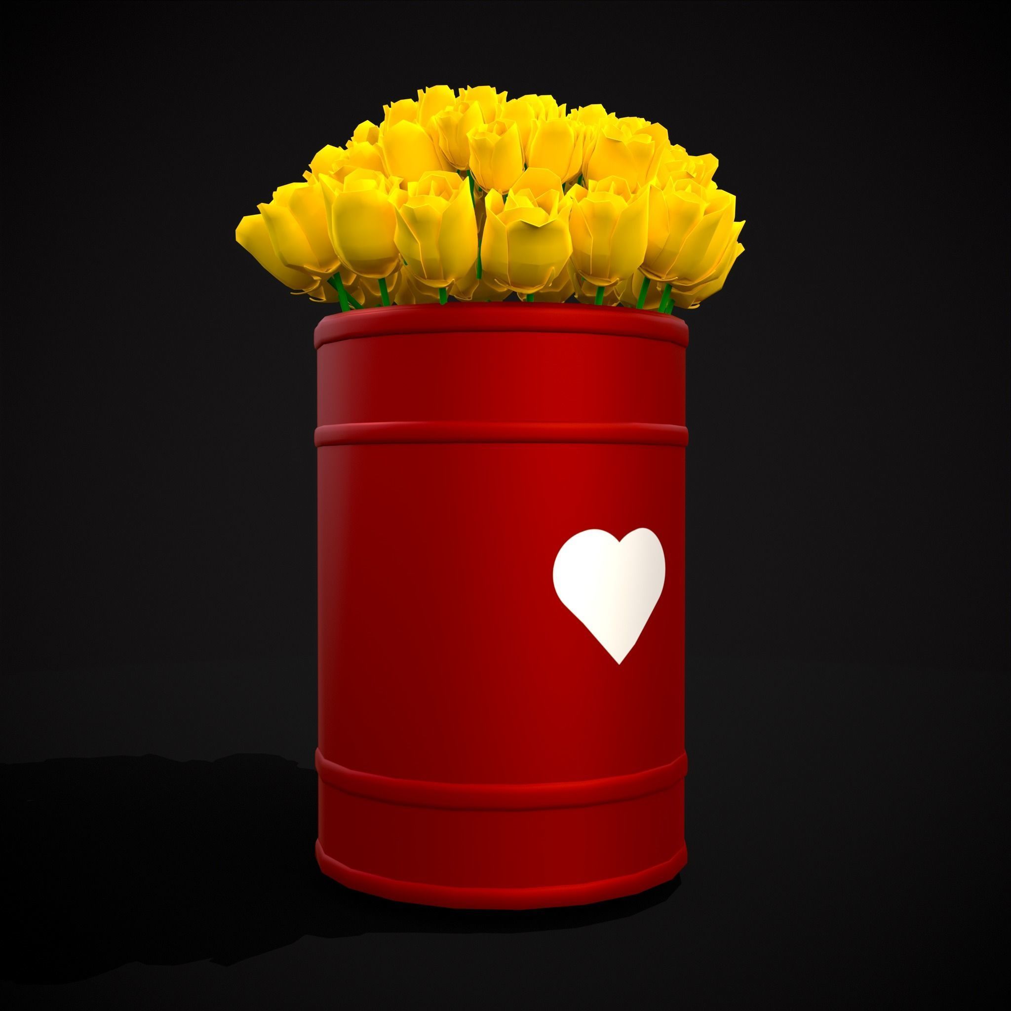 Yellow Roses Tin Low-poly 3D model_11