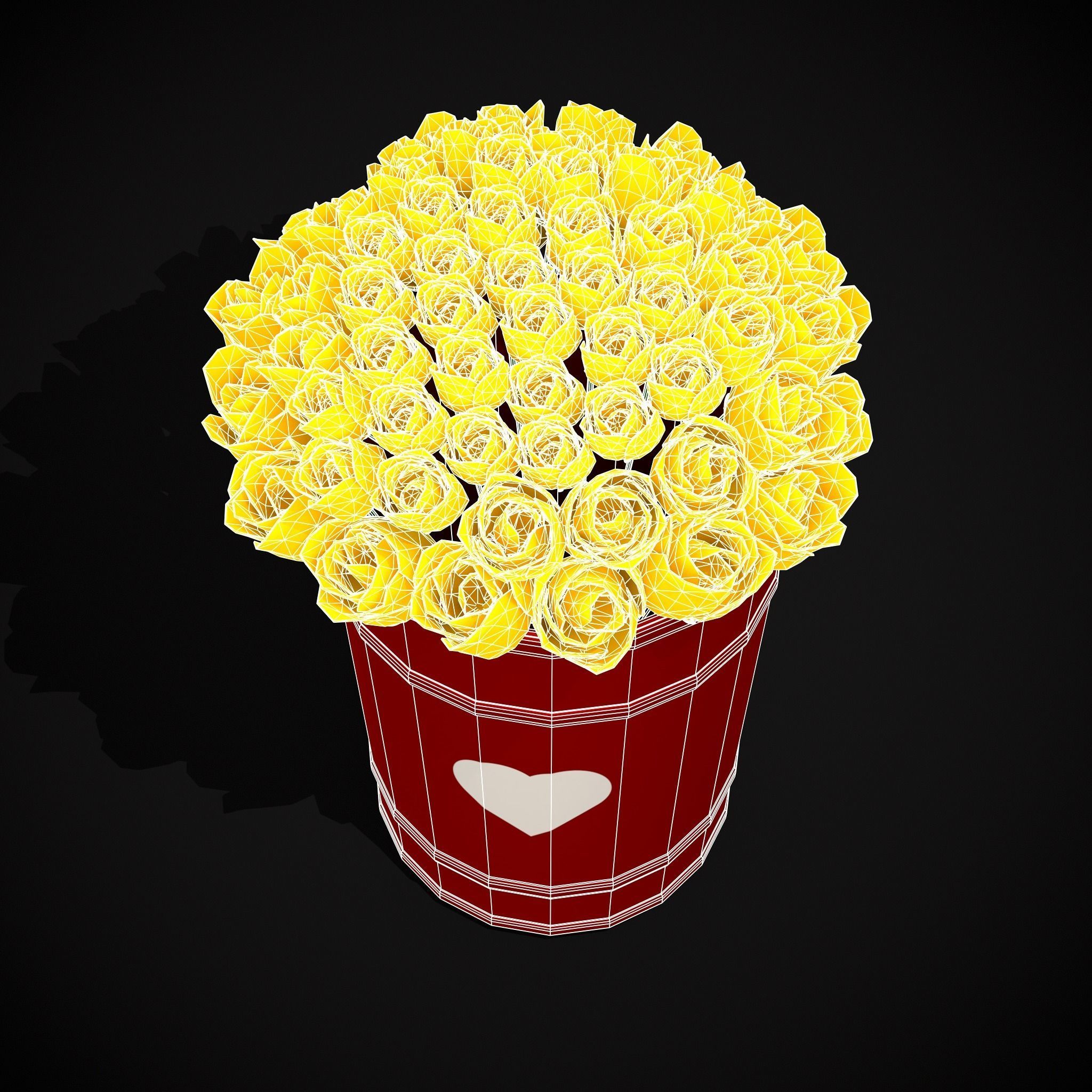 Yellow Roses Tin Low-poly 3D model_6