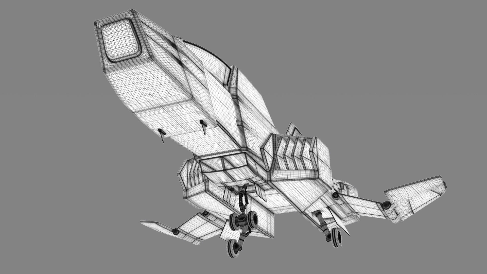 FF-X7 Core Fighter Low-poly 3D model_11