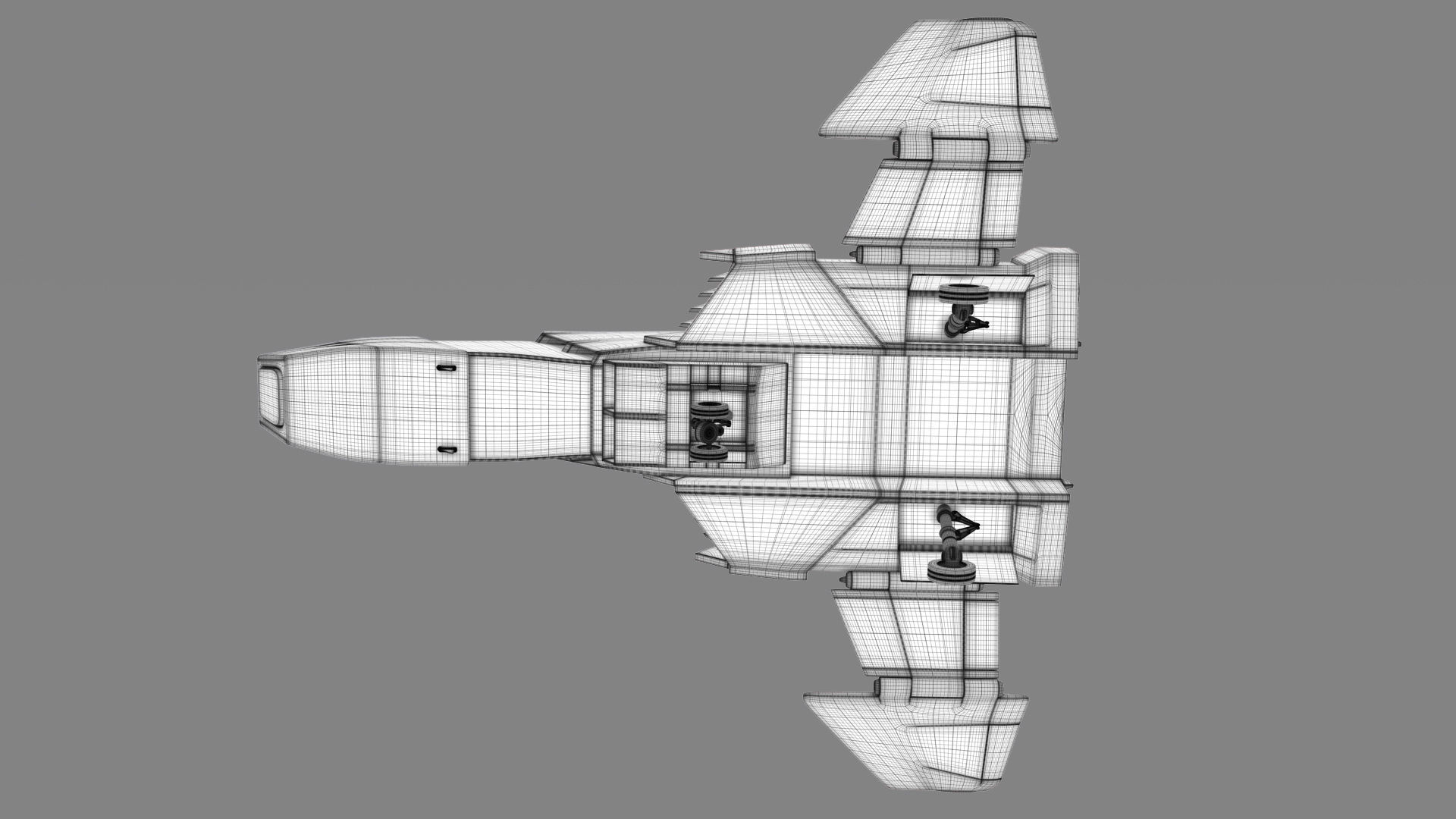 FF-X7 Core Fighter Low-poly 3D model_13