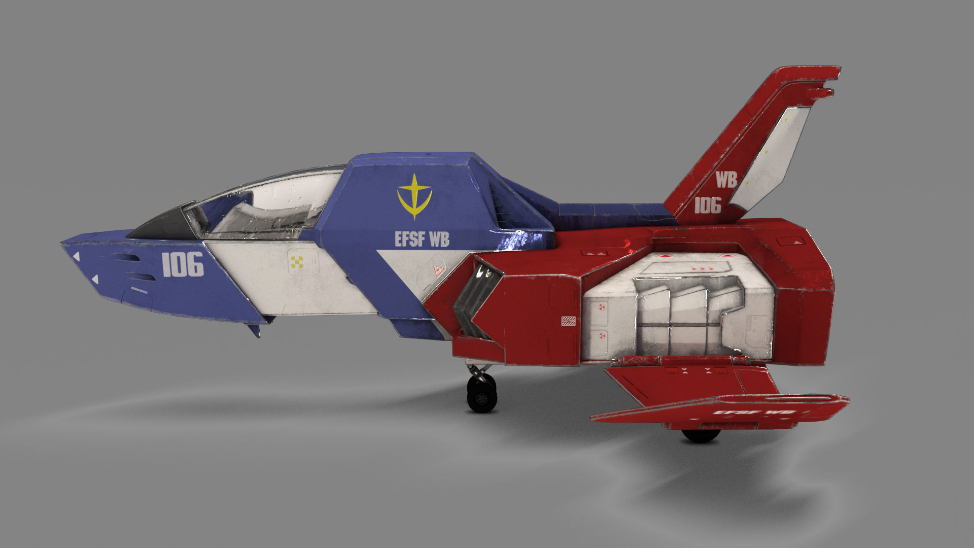 FF-X7 Core Fighter Low-poly 3D model_14