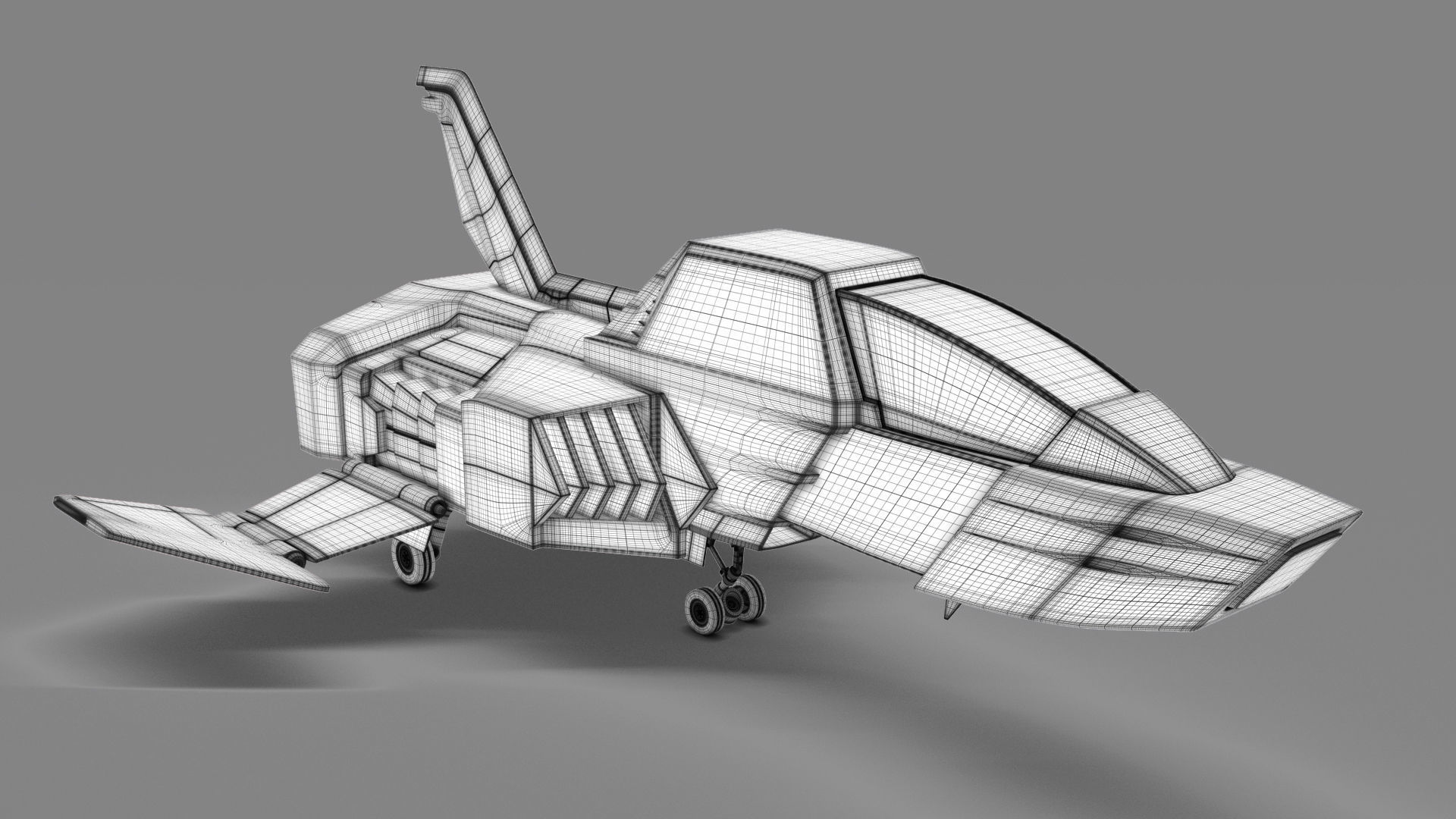 FF-X7 Core Fighter Low-poly 3D model_1