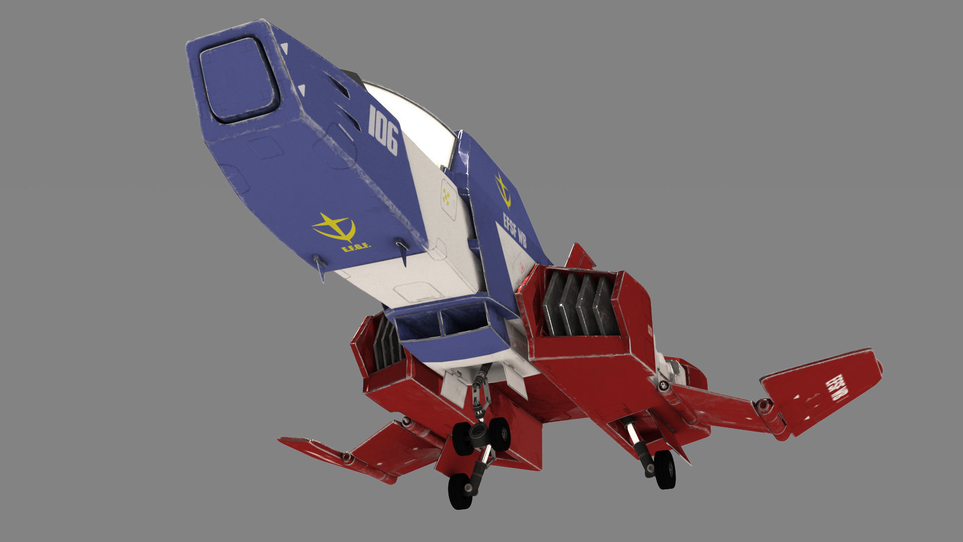 FF-X7 Core Fighter Low-poly 3D model_10