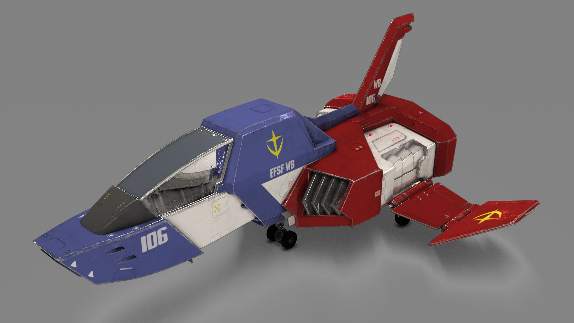 FF-X7 Core Fighter Low-poly 3D model_2